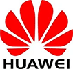 Logo Huawei, emblème stylisé rouge avec des formes rayonnantes au-dessus du texte 'HUAWEI' en capitales noires. Symbole de l'entreprise technologique.