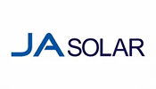 Logo bleu de JA Solar, leader mondial des modules photovoltaïques, avec 'JA' stylisé et 'SOLAR' en texte clair.